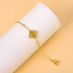 Brățară trifoi aurie pentru femei cu pietre zirconiu cubic