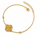 Brățară Trifoi Golden Clover Van Luxe placată cu aur 18K cu zirconiu cubic