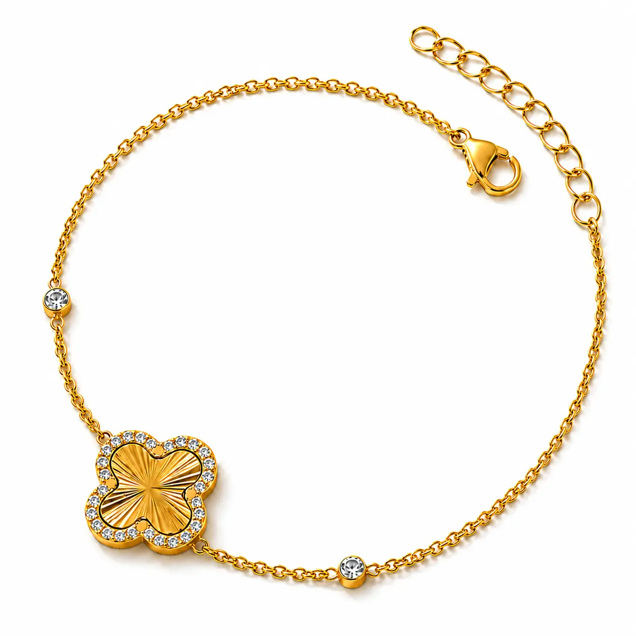 bratara-trifoi-golden-clover-placata-aur-18k Brățară Trifoi Golden Clover Van Luxe placată cu aur 18K cu zirconiu cubic