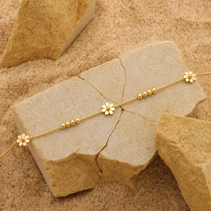 Brățară de gleznă Mini Petal Gold - imagine 3