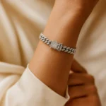 Brățară Cuban statement argintie, model link chain, 18 cm cadou femei