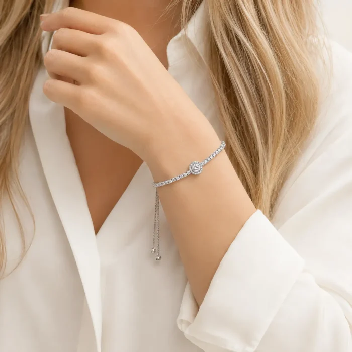 Brățară elegantă silver cu zirconiu pentru femei