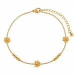 Brățară de gleznă Mini Petal Gold cu flori aurii delicate