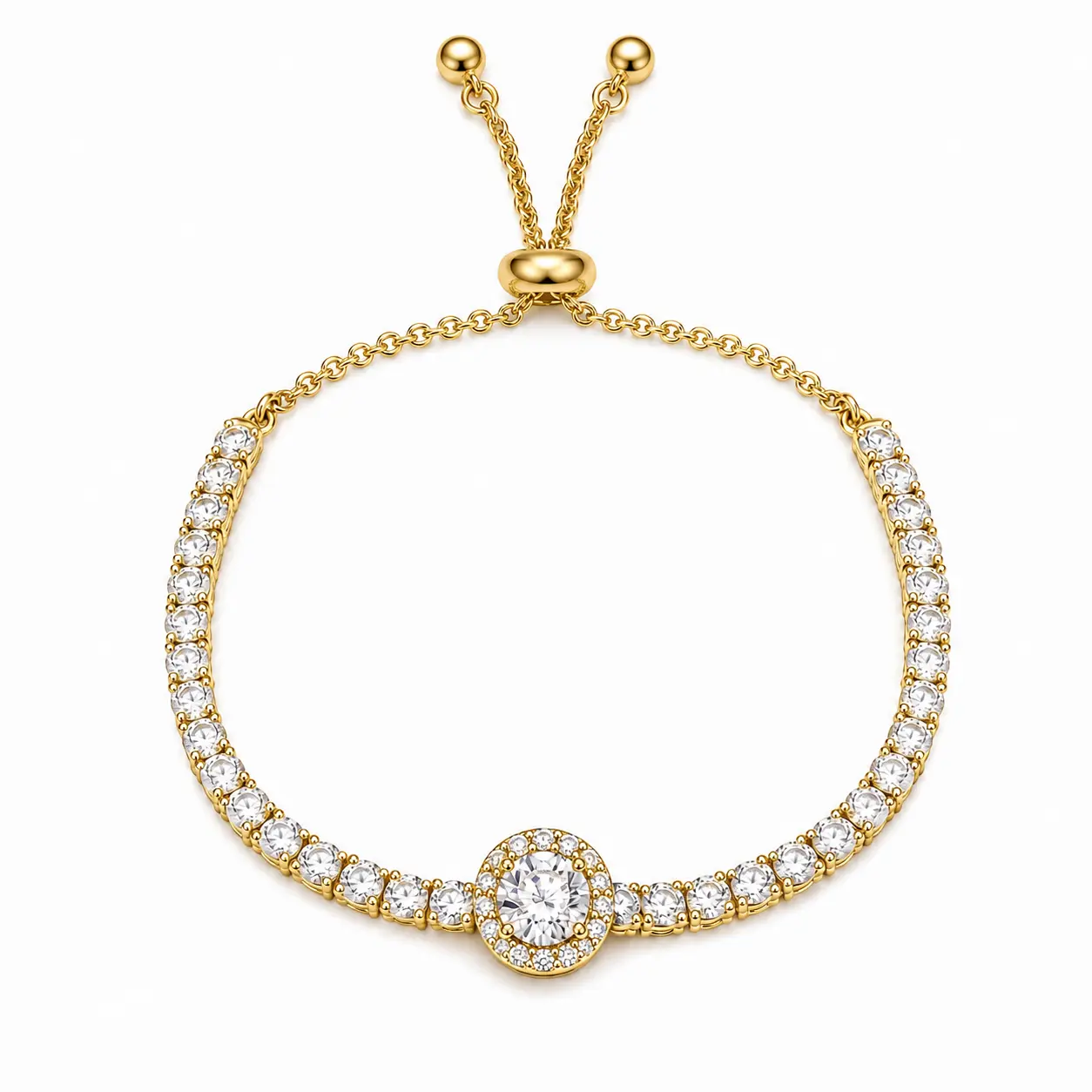 Brățară Geometric Diamond Gold cu zirconiu alb