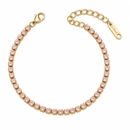 Brățară Tennis 3mm Pale Pink Zircon Gold placată cu Aur