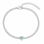 Brățară Tennis Blue Heart argintie cu zirconiu albastru si alb