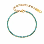 Brățară Tennis 3mm Blue Zircon Gold placată cu Aur 18K