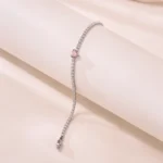 Brățară Tennis Pink Heart Silver cu Zirconiu Roz - imagine 3