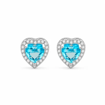 Cercei Light Blue Heart Silver cu inimă albastră din oțel inoxidabil