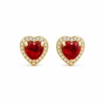 Cercei Red Heart Gold placați cu Aur 18K