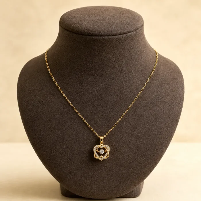 Colier Heart Bloom Gold placat cu Aur 18K - imagine 3