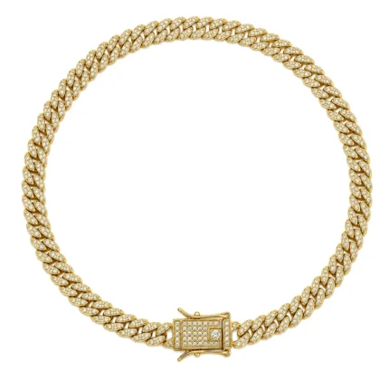 Colier statement auriu cu zale Cuban și cristale rhinestone