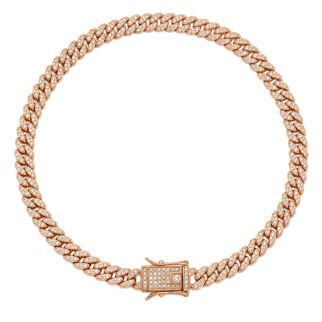 colier-cuban-rose-gold-8mm-cristale-rhinestone Colier Cuban Rose Gold 8 mm cu cristale rhinestone 45 cm
