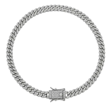 Colier Cuban Silver 8 mm cu cristale rhinestone