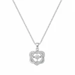Colier Heart Bloom Silver din oțel inoxidabil cu pandantiv inimă florală și zirconiu cubic