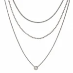 Colier layered silver cu pandantiv cristal din oțel inoxidabil