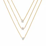 Colier Layered Star Drop Heart Gold placat cu Aur cu pandantive stea lacrimă și inimă