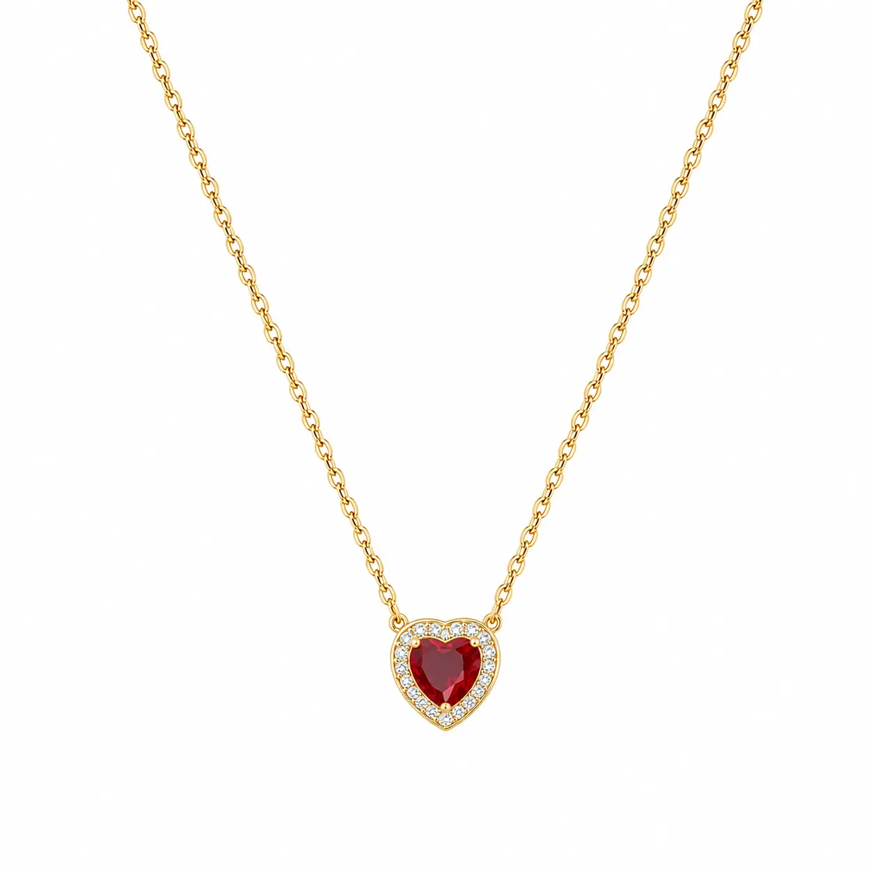 Colier Red Heart Gold placat cu Aur 18K
