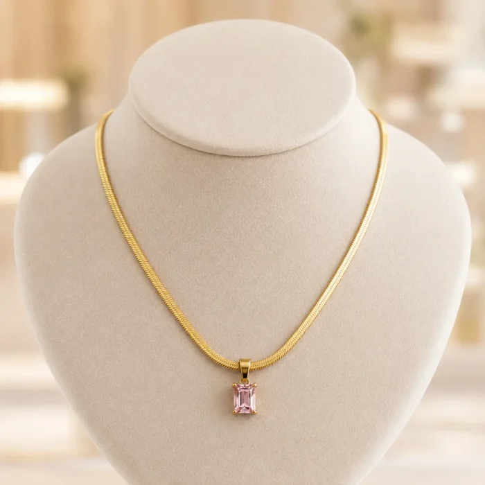 Colier Pink Snake Gold placat cu Aur 18K - imagine 3