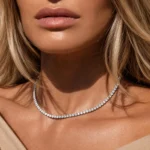 Detaliu colier Tennis Silver cu pietre din zirconiu cubic