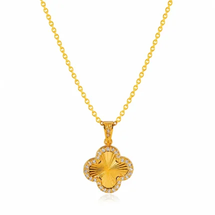Colier trifoi Golden Clover Van Luxe placat cu aur 18K