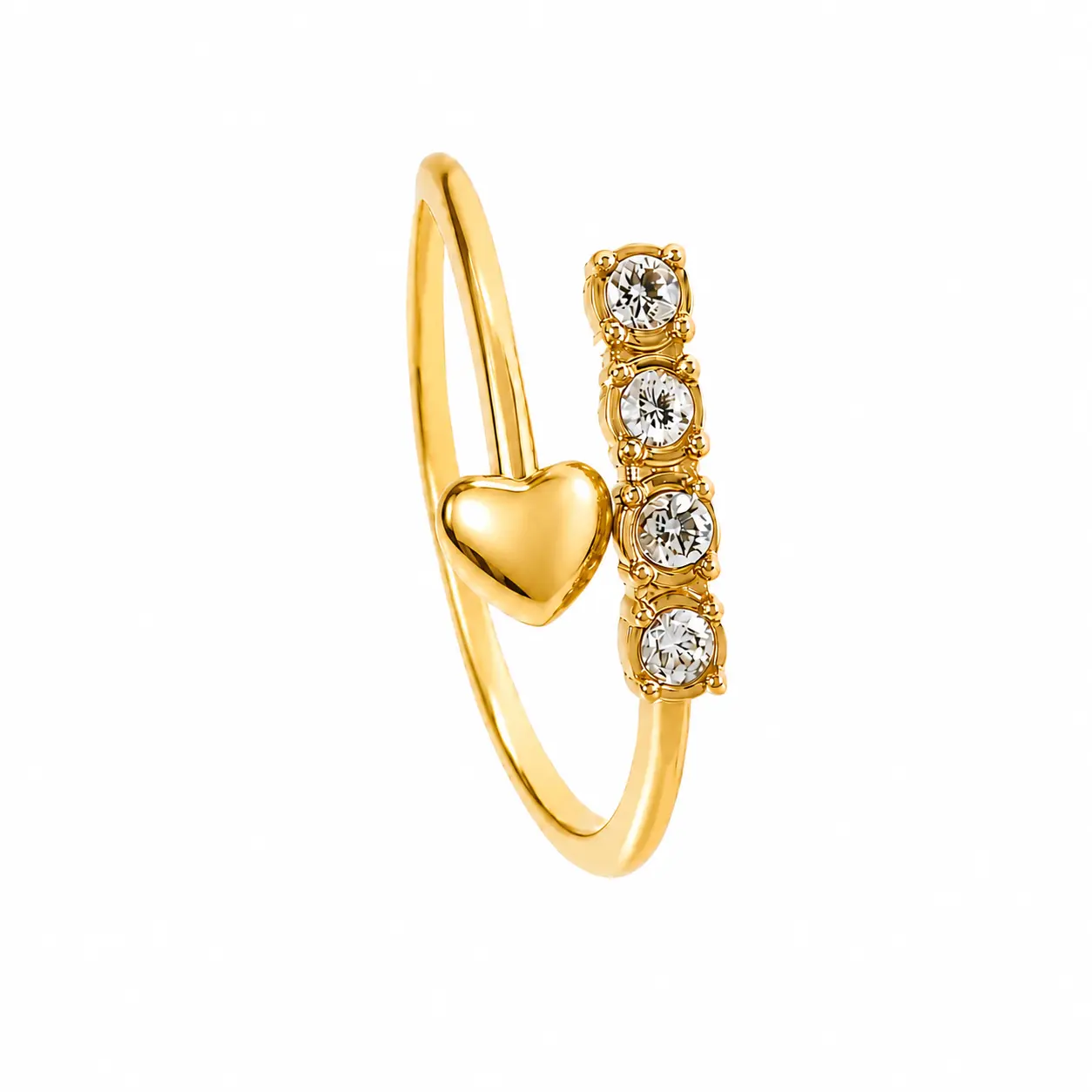 Inel ajustabil Golden White Zirconium placat cu Aur 18K
