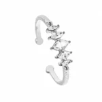 Inel ajustabil Marquise Silver din oțel inoxidabil cu zirconiu cubic alb