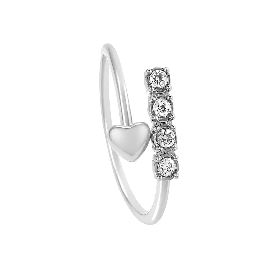 Inel ajustabil Silver White Zirconium din oțel inoxidabil