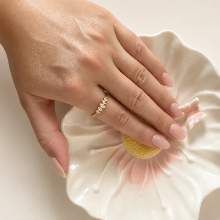 Inel elegant ajustabil placat cu Aur 18K pentru femei