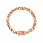 Brățară Cuban Rose Gold 18 cm, 8 mm, cu cristale strălucitoare